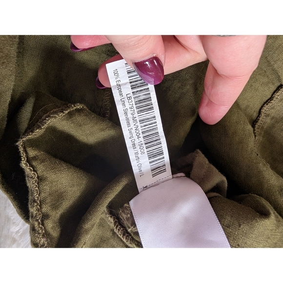 Quince 100% Linen Martini Olive Sleeveless Swing Button-Down Tunic Dress Large - Picture 6 of 9